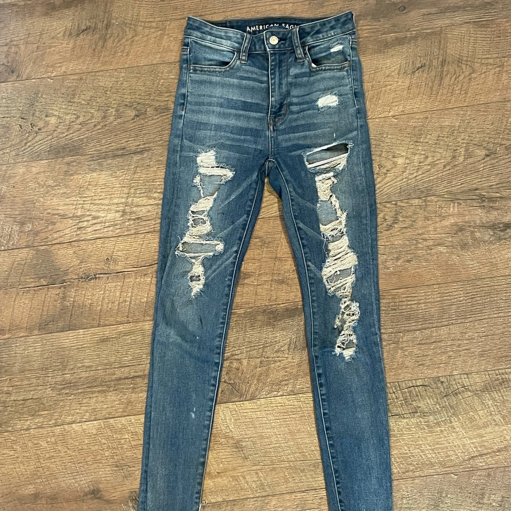 AE NextLevel Stretch Ripped High Waist skinny jean